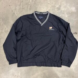 Vintage Lands End Navy Embroidered Size Large Pullover Windbreaker
